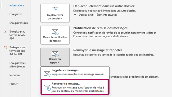 renvoyer un mail