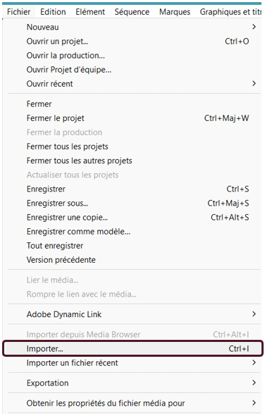 importer vos fichiers sur adobe premiere