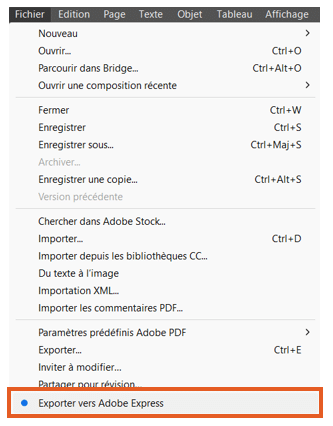 Exporter vers Adobe Express